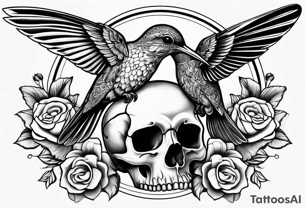 hummingbird, skull, flower, storm clouds tattoo idea hummingbird, skull, flower, storm clouds tattoo idea