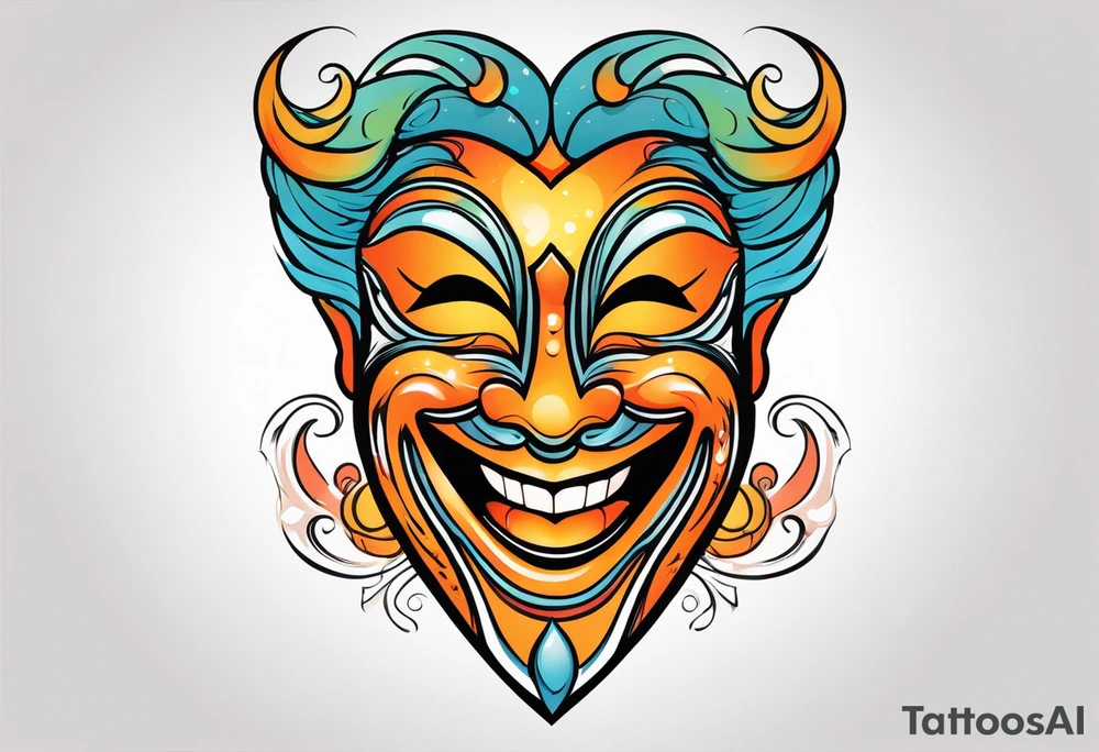 Laughing Male masquerade mask with orange smoke tattoo idea