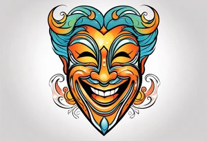 Laughing Male masquerade mask with orange smoke tattoo idea