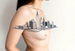 abstract, line drawing of the downtown phoenix az skyline tattoo idea