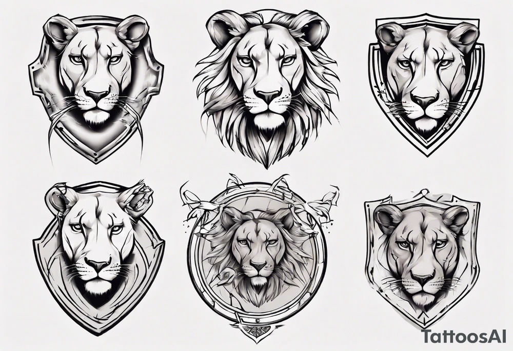 Lioness shield tattoo idea