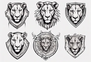 Lioness shield tattoo idea