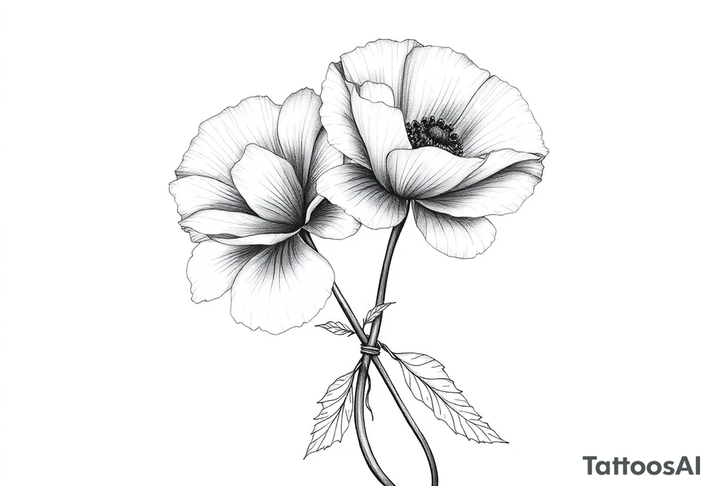 Violet and poppy tied together tattoo idea