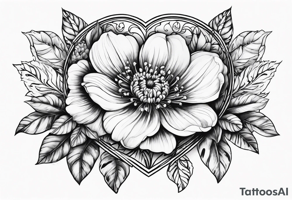 Heart shaped flower frane tattoo idea