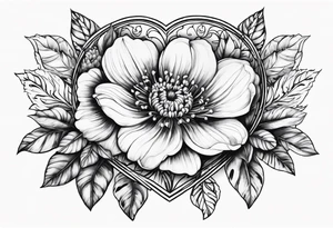 Heart shaped flower frane tattoo idea