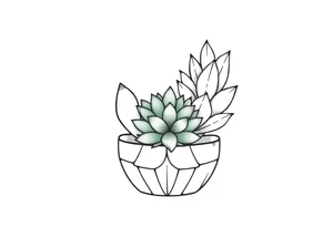 cute cacti and succulent in a pot tattoo idea
