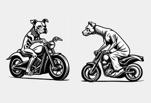 A skeleton and a Pitt bull on a motorcycle tattoo idea