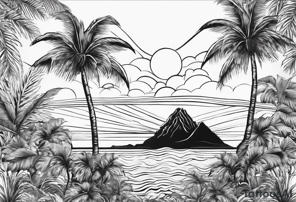 palm tree but swap leaves with human palms tattoo idea