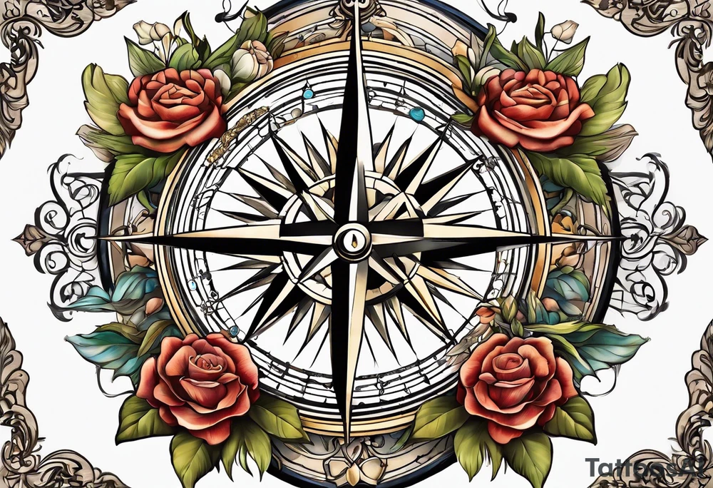 Compass , flower, sea tattoo idea