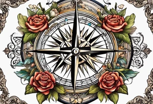 Compass , flower, sea tattoo idea