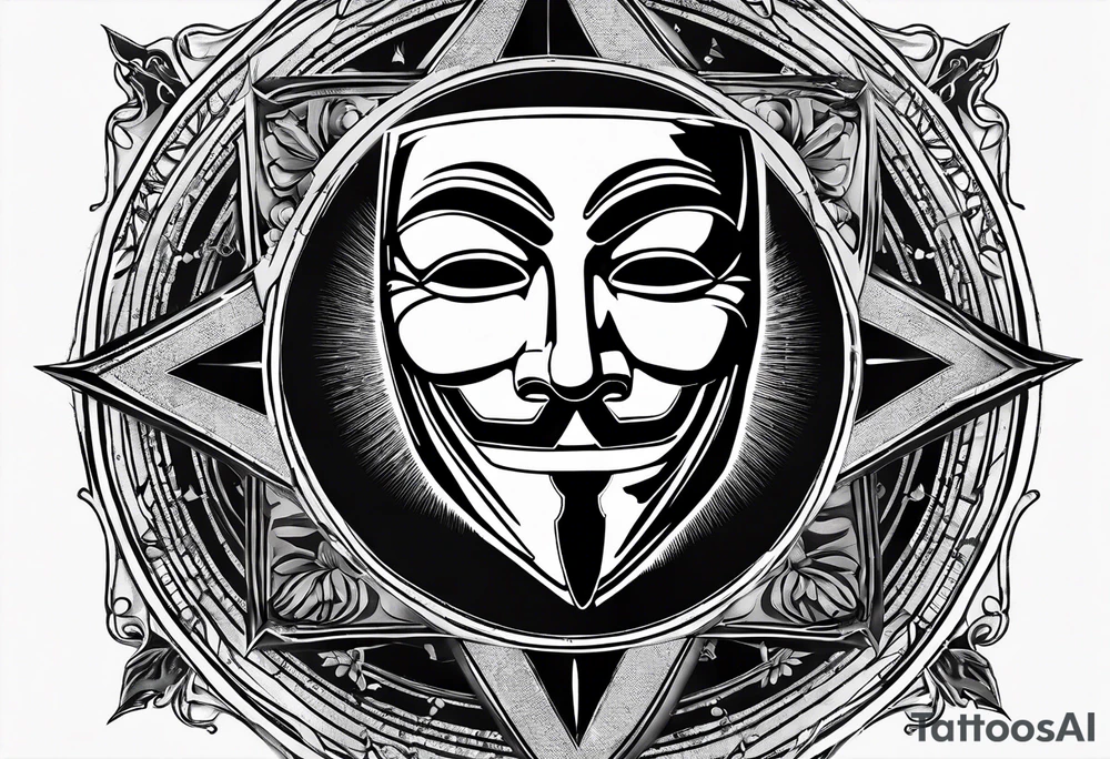 v for vendetta, mask only. No hat. Compass surround tattoo idea v for vendetta, mask only. No hat. Compass surround tattoo idea