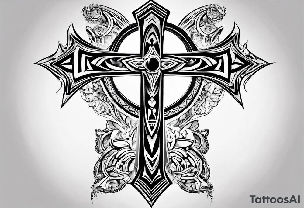 small unique tribal bicep wrap with cross tattoo idea small unique tribal bicep wrap with cross tattoo idea