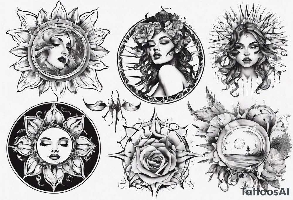 Wasser Nymphe Sonne tattoo idea