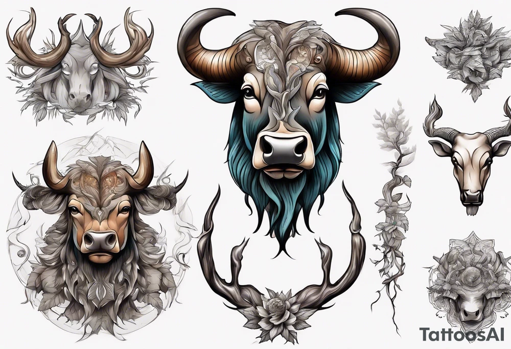 Taureau qui fume et qui bois tattoo idea