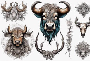 Taureau qui fume et qui bois tattoo idea
