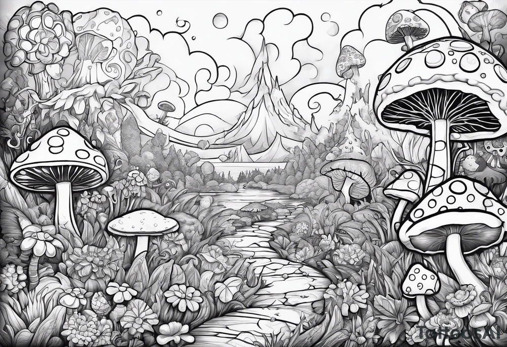 spongebob taking psychedelic mushrooms tattoo idea