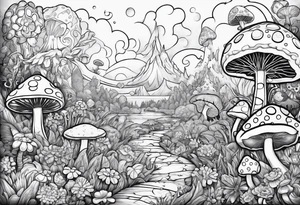 spongebob taking psychedelic mushrooms tattoo idea