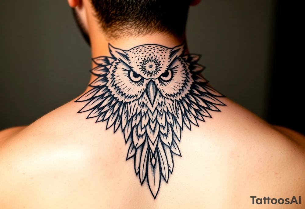 powerful majestic white owl with tribal designs tattoo idea