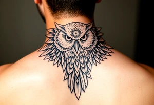 powerful majestic white owl with tribal designs tattoo idea