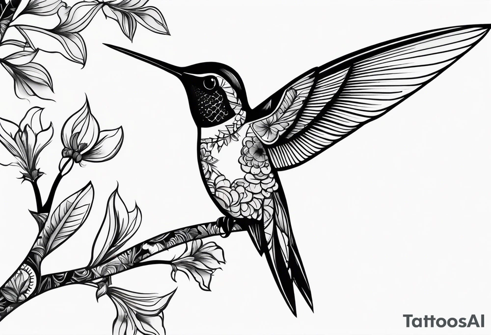 Hummingbird ON BRANCH tattoo idea