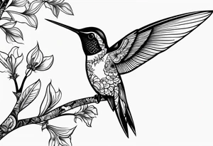 Hummingbird ON BRANCH tattoo idea