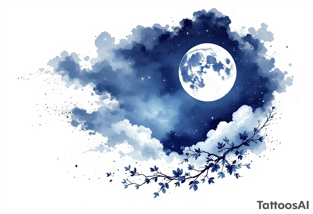 Night sky with moon tattoo idea