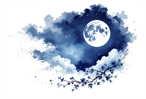 Night sky with moon tattoo idea