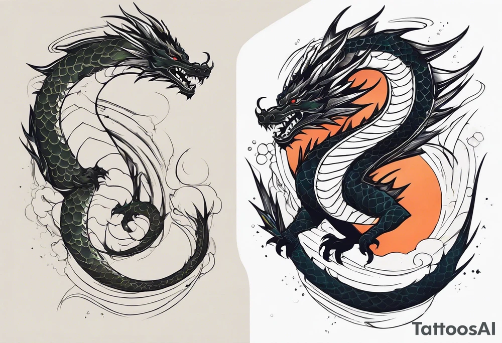 Fine like dragon wrapping around the back of knee not that scary and not going all the way around the knee not very detailed tattoo idea