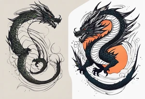 Fine like dragon wrapping around the back of knee not that scary and not going all the way around the knee not very detailed tattoo idea