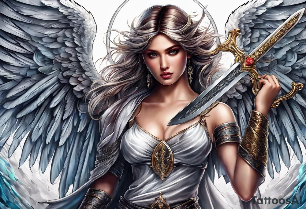 Angel with a sword tattoo idea