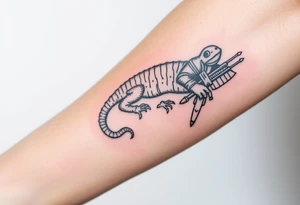 Imaginez le Colisé  de rome une salamandre et un guerrier tattoo idea