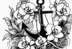 An anchor and orchids tattoo idea