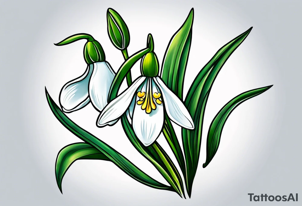 snowdrop flower design tattoo idea