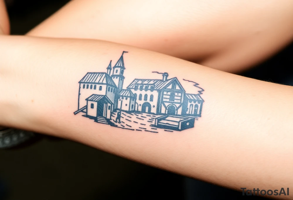 medieval woodcut scene tattoo idea