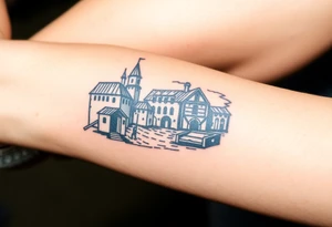 medieval woodcut scene tattoo idea