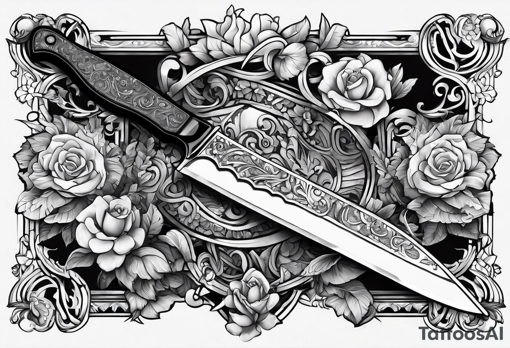 a knife piercing through an iphone tattoo idea