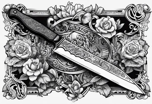 a knife piercing through an iphone tattoo idea