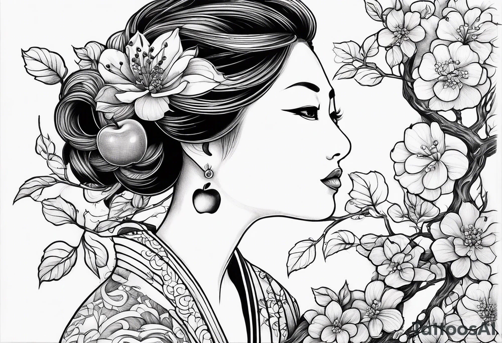 Mother/daughter tattoo around theme “apple doesn’t fall far from the tree” tattoo idea