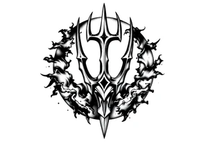 trident with cool background tattoo idea