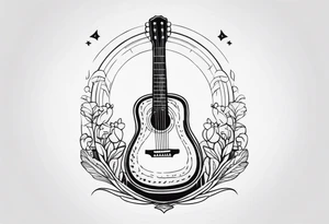 folk guitar on the calf tattoo idea