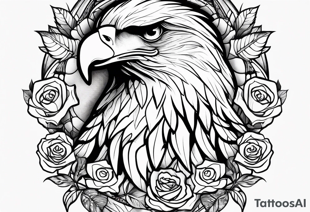 Eagle and rose tattoo idea