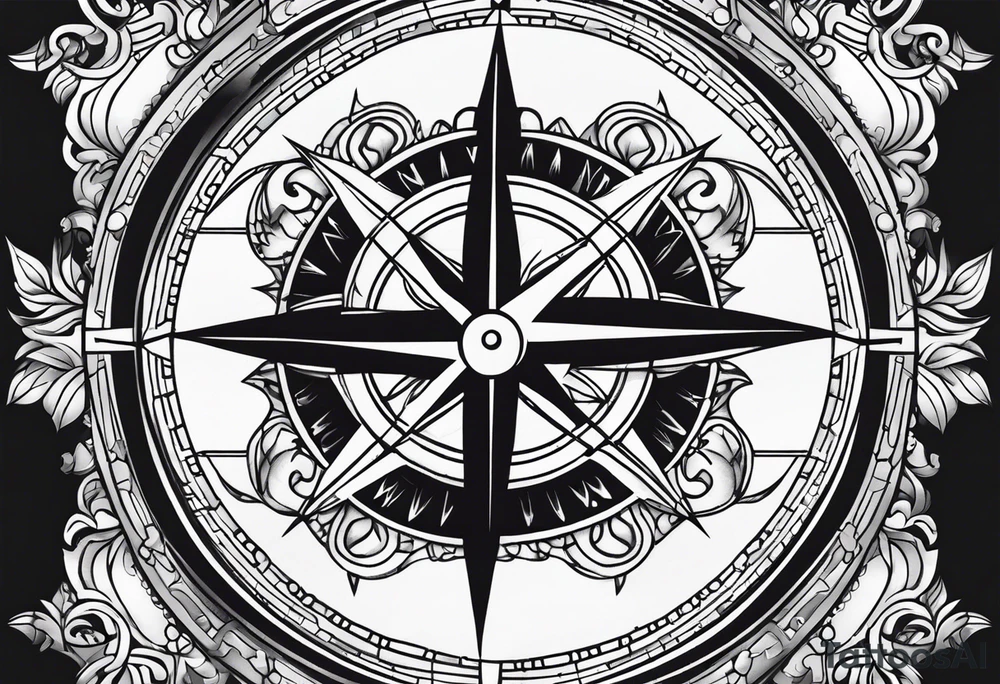 Compass with cross tattoo idea