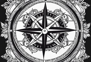 Compass with cross tattoo idea