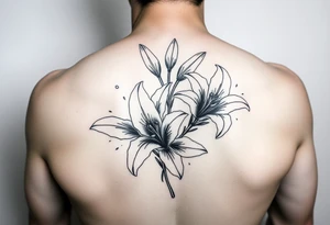 lillies, realistic, black and white tattoo idea