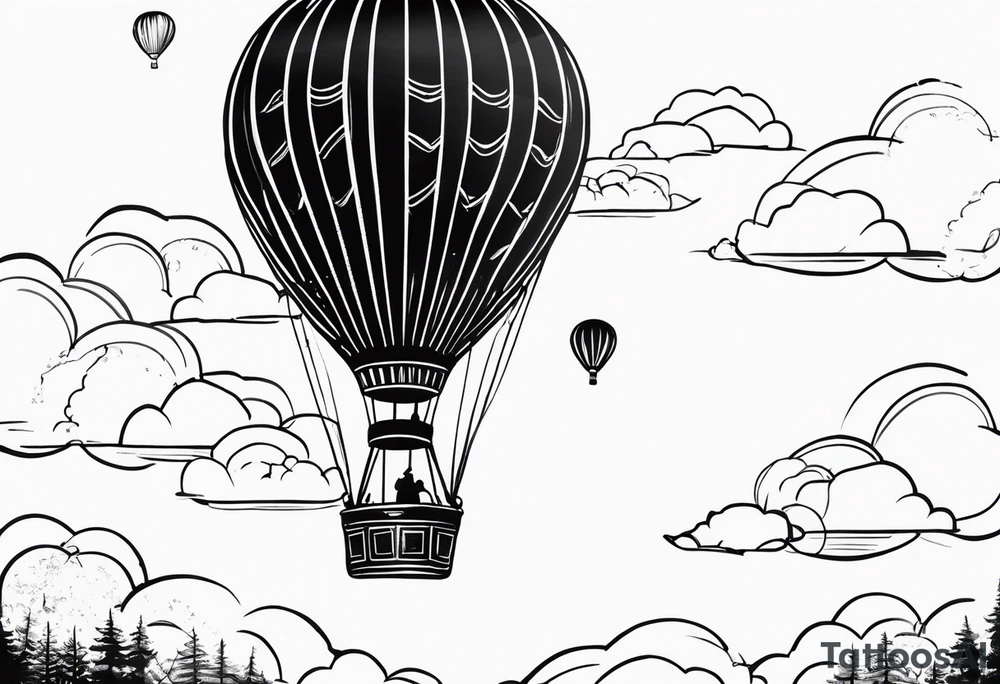 Hot air balloon in sky tattoo idea