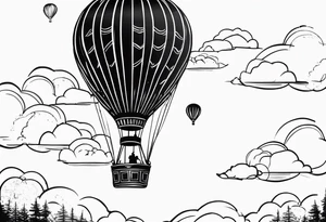 Hot air balloon in sky tattoo idea