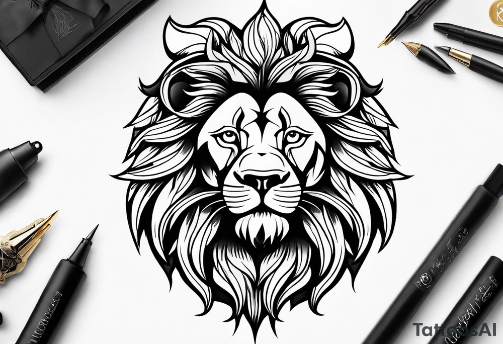 Traditional lion tattoo idea