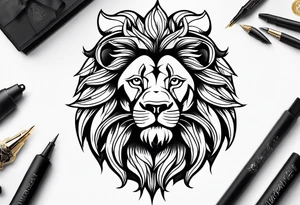 Traditional lion tattoo idea