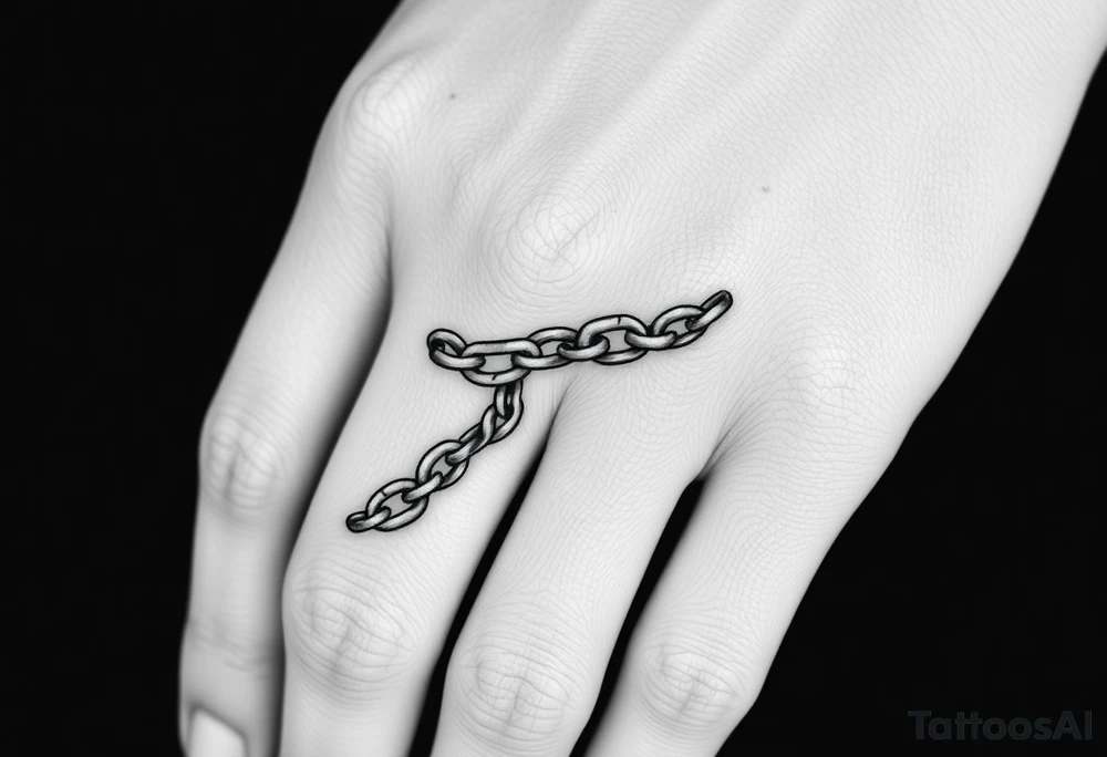 Chains wrapped on pointer finger and connected to thumb from my wrist showing whole hand tattoo tattoo idea