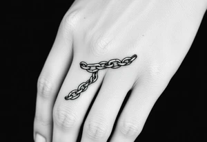 Chains wrapped on pointer finger and connected to thumb from my wrist showing whole hand tattoo tattoo idea